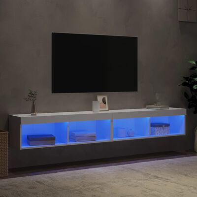 vidaXL TV Cabinets with LED Lights 2 pcs White 100x30x30 cm