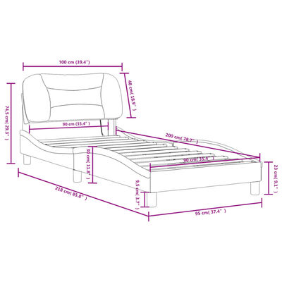 vidaXL Bed Frame with LED without Mattress Brown 90x200 cm