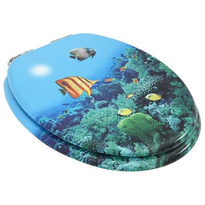 vidaXL WC Toilet Seat with Soft Close Lid MDF Deep Sea Design