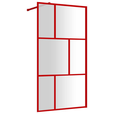 vidaXL Walk-in Shower Wall with Clear ESG Glass Red 115x195 cm