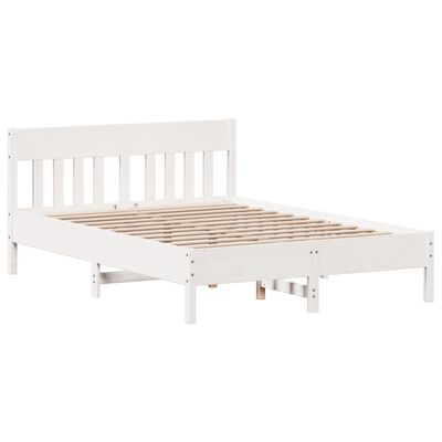 vidaXL Bed Frame without Mattress White 150x200 cm King Size Solid Wood Pine