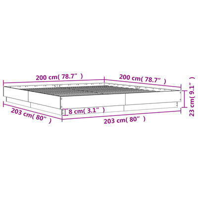 vidaXL Bed Frame without Mattress Sonoma Oak 200x200 cm