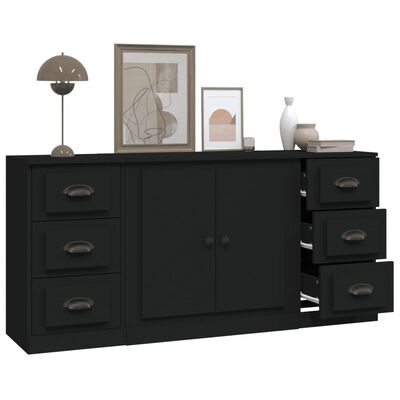 vidaXL Sideboards 3 pcs Black Engineered Wood