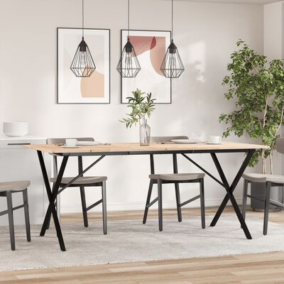 vidaXL Dining Table X-Frame 180x90x75 cm Solid Wood Pine and Cast Iron