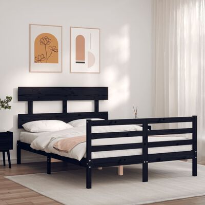 vidaXL Bed Frame without Mattress Black 120x200 cm Solid Wood