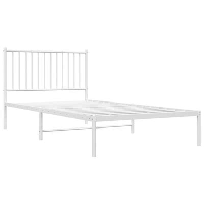 vidaXL Metal Bed Frame without Mattress with Headboard White 100x200 cm