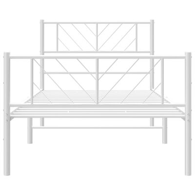 vidaXL Metal Bed Frame without Mattress with Footboard White 107x203 cm