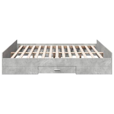 vidaXL Bed Frame with Drawers without Mattress Concrete Grey 200x200 cm