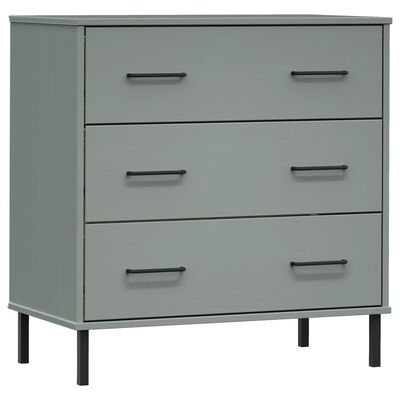 vidaXL Sideboard with 3 Drawers Grey 77x40x79.5 cm Solid Wood OSLO