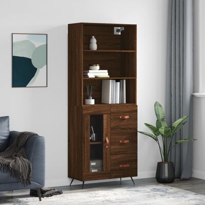 vidaXL Highboard Brown Oak 69.5x34x180 cm Engineered Wood