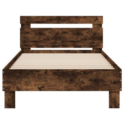 vidaXL Bed Frame without Mattress with Headboard Smoked Oak 100x200 cm