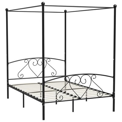 vidaXL Bed Frame without Mattress with Canopy Black 140x200 cm Metal