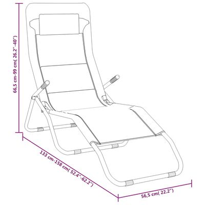 vidaXL Folding Sun Loungers 2 pcs Black Textilene&Powder-coated Steel