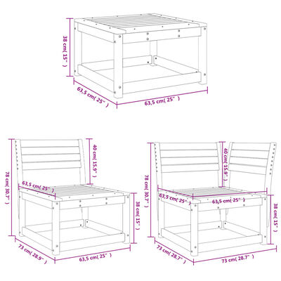 vidaXL 7 Piece Garden Lounge Set Wax Brown Solid Wood Pine