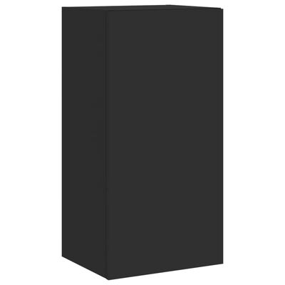 vidaXL TV Wall Cabinet with LED Lights Black 40.5x35x80 cm