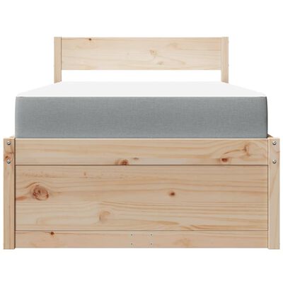 vidaXL Bed with Drawers and Mattress 90x190 cm Single Solid Wood Pine