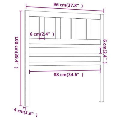 vidaXL Bed Headboard Black 96x4x100 cm Solid Wood Pine