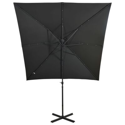 vidaXL Cantilever Garden Parasol with Pole and LED Lights Anthracite 250 cm