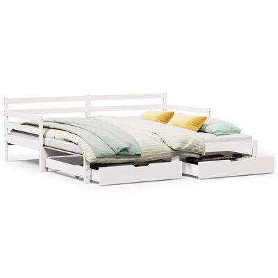 vidaXL Daybed with Trundle and Drawers without Mattress White 90x190 cm Single