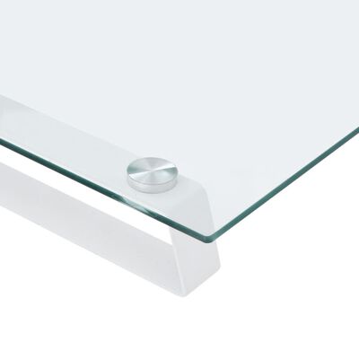 vidaXL Monitor Stand White 60x20x8 cm Tempered Glass and Metal