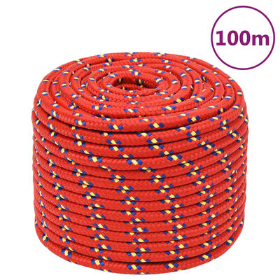 vidaXL Boat Rope Red 14 mm 100 m Polypropylene