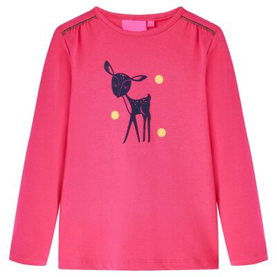 Kids' T-shirt with Long Sleeves Bright Pink 128