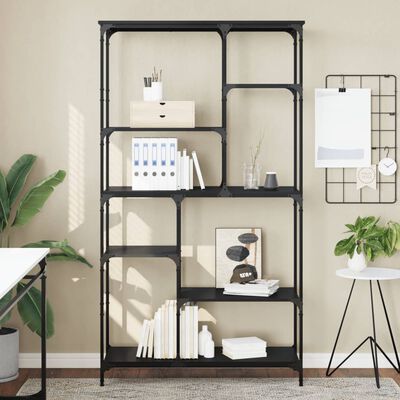 vidaXL Bookshelf Black 99x35.5x176 cm Engineered Wood and Steel