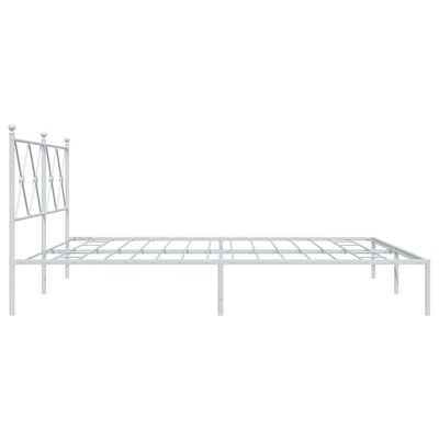 vidaXL Metal Bed Frame without Mattress with Headboard White 180x200 cm Super King