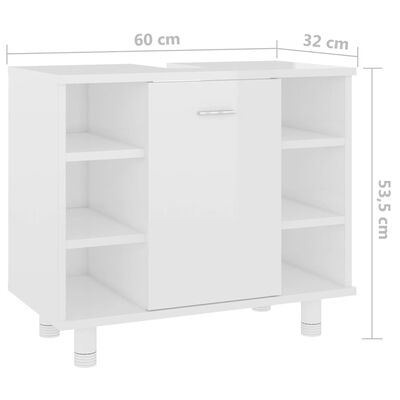 vidaXL 3 Piece Bathroom Furniture Set High Gloss White Engineered Wood