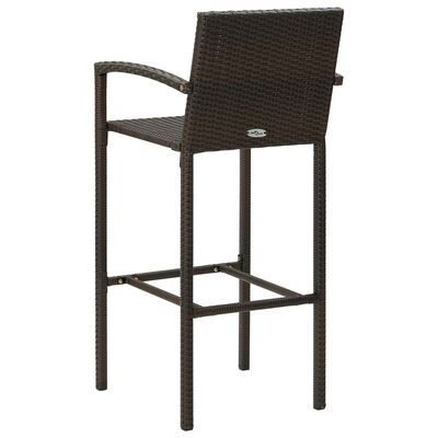 vidaXL 5 Piece Outdoor Bar Set with Armrest Poly Rattan Brown