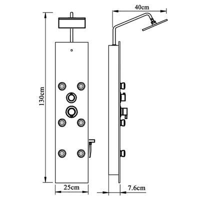 vidaXL Shower Panel Unit Glass 25x47.5x130 cm White