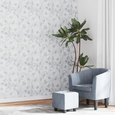 vidaXL Wallpaper 3D Flower Pattern Grey 10x0.53 m Non-woven