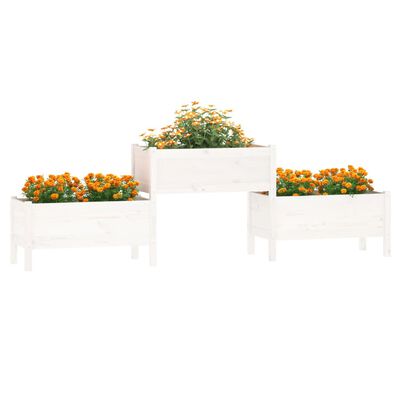 vidaXL Planter White 245.5x44x75 cm Solid Wood Pine