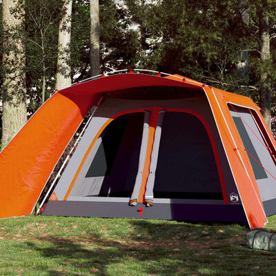 vidaXL Family Tent with Porch 9-Person Grey and Orange Quick Release