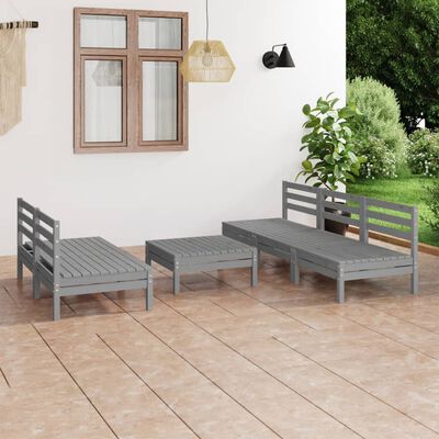 vidaXL 6 Piece Garden Lounge Set Grey Solid Pinewood