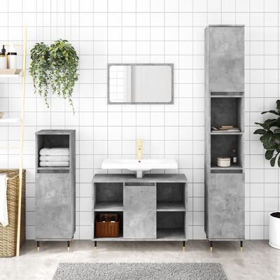 vidaXL Bathroom Cabinet Concrete Grey 30x30x100 cm Engineered Wood