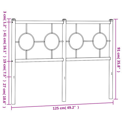 vidaXL Metal Headboard Black 120 cm