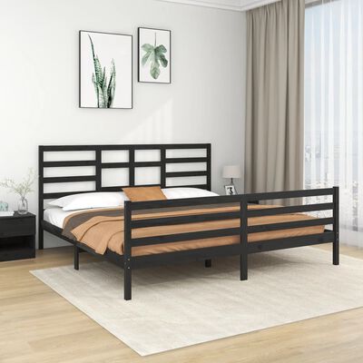 vidaXL Bed Frame Black Solid Wood 200x200 cm