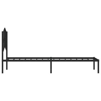 vidaXL Metal Bed Frame without Mattress with Headboard Black 75x190 cm Small Single