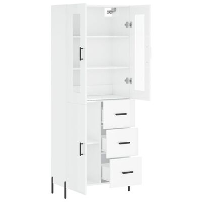 vidaXL Highboard High Gloss White 69.5x34x180 cm Engineered Wood