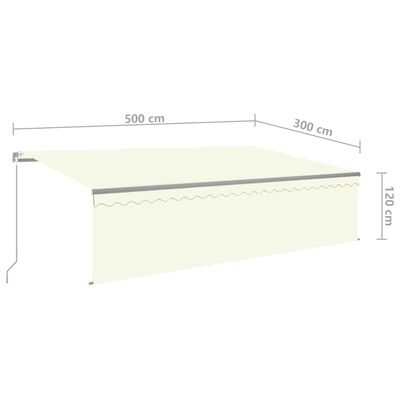 vidaXL Manual Retractable Awning with Blind&LED 5x3m Cream