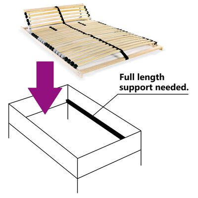 vidaXL Slatted Bed Base without Mattress with 28 Slats 7 Zones 120x200 cm