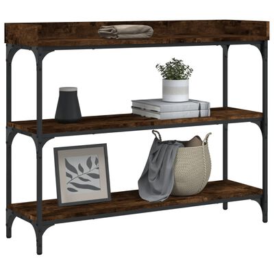 vidaXL Console Table with Shelves Smoked Oak 100x30x80 cm