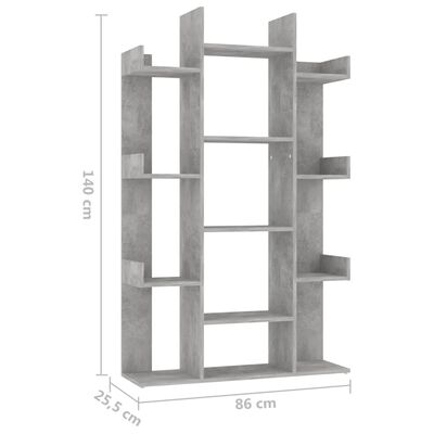 vidaXL Book Cabinet Concrete Grey 86x25.5x140 cm Engineered Wood