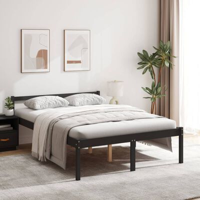 vidaXL Senior Bed without Mattress Black 135x190 cm Double