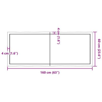 vidaXL Table Top Light Brown 160x60x(2-6)cm Treated Solid Wood Live Edge