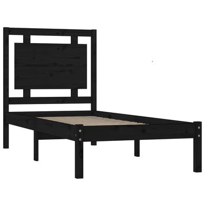 vidaXL Bed Frame without Mattress Black 90x190 cm Single Solid Wood