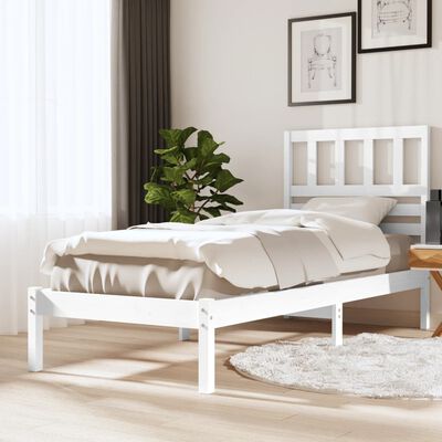 vidaXL Bed Frame without Mattress White 90x190 cm Single Solid Wood Pine