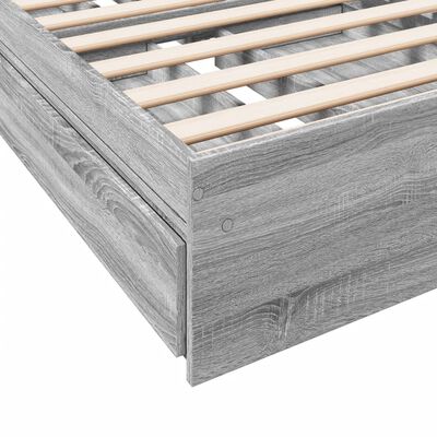 vidaXL Bed Frame with Drawers without Mattress Grey Sonoma 100x200 cm