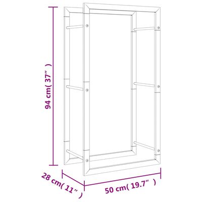 vidaXL Firewood Rack 50x28x94 cm Stainless Steel